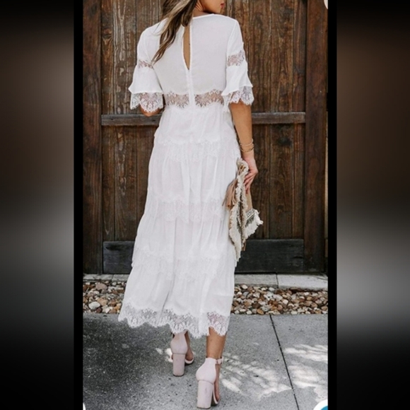 BLENCOT White Boho Maxi Dress NWT Wedding Guest, Summer, Beach S - Picture 2 of 8